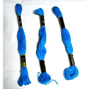 Iris Embroidery Floss Blue Colors Five Skeins Six Strands Cotton 8.75 Yds Each